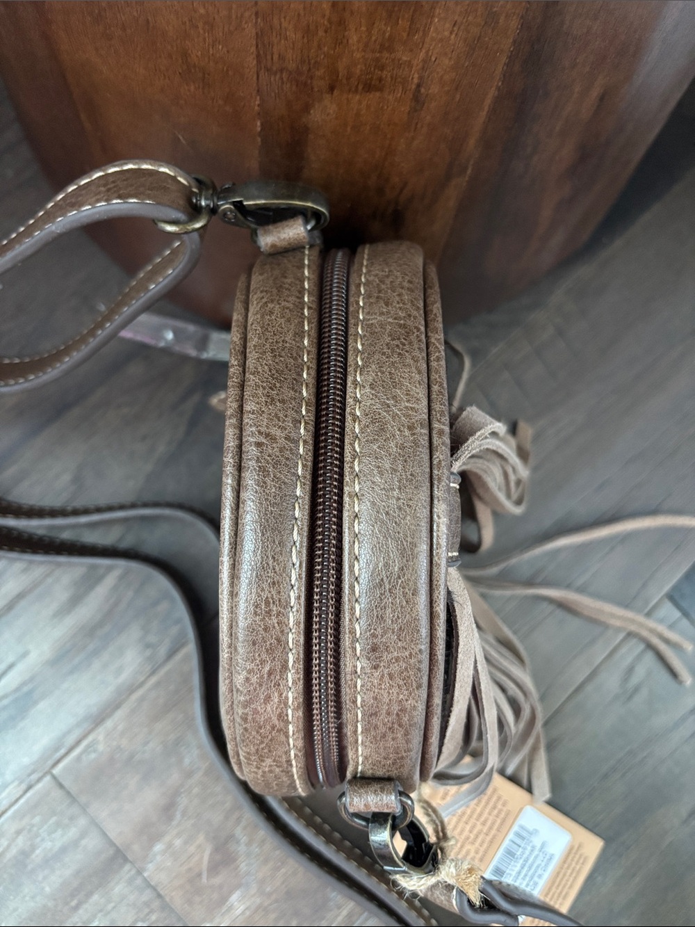 Tony Lama Genuine Leather accent,suede fringe.hair hide adjustable strap,canteen - Picture 6 of 13